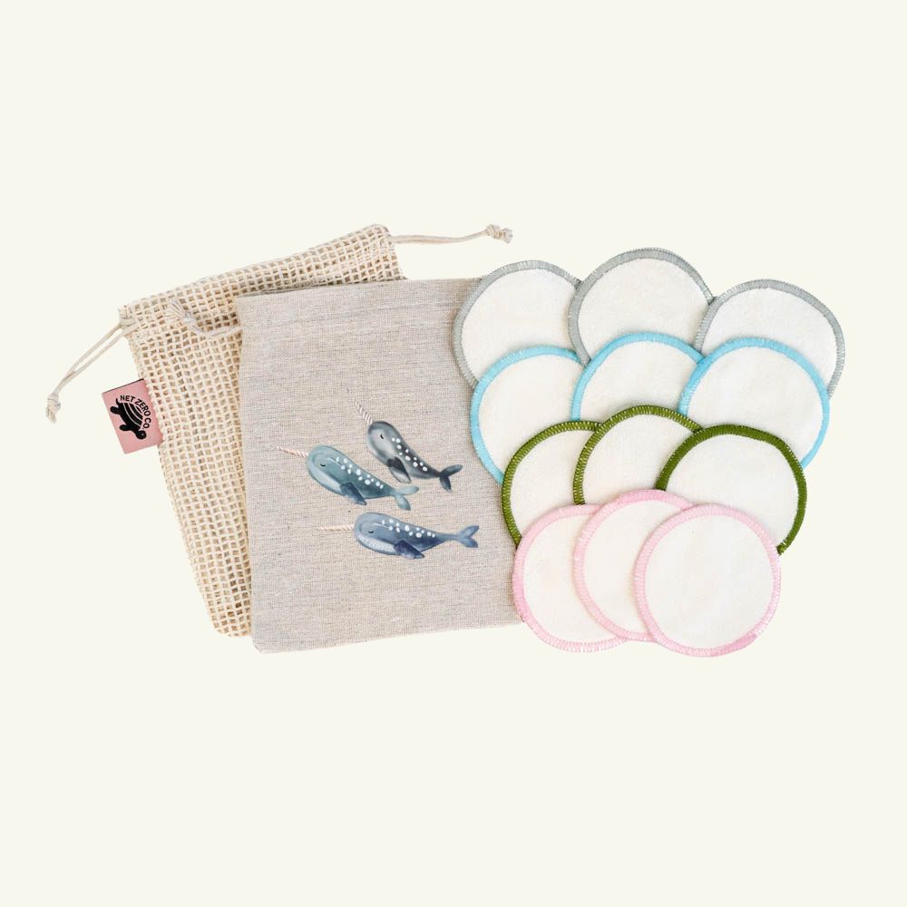Bamboo Cotton Rounds - 12 Pack with Laundry Bag & Travel Pouch | Net Zero Co.