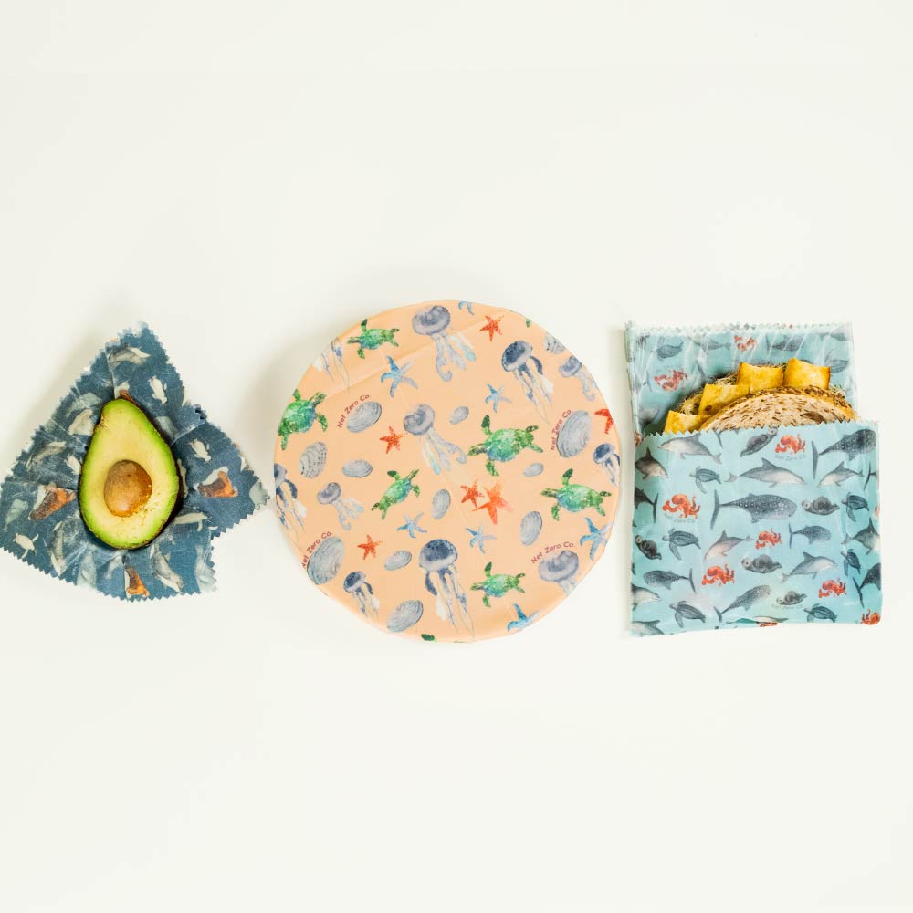 Beeswax Food Wraps - 3 Pack Reusable Wraps | Net Zero Co.