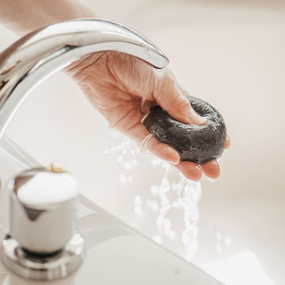 Charcoal Konjac Sponge Under Water For Washing Face
