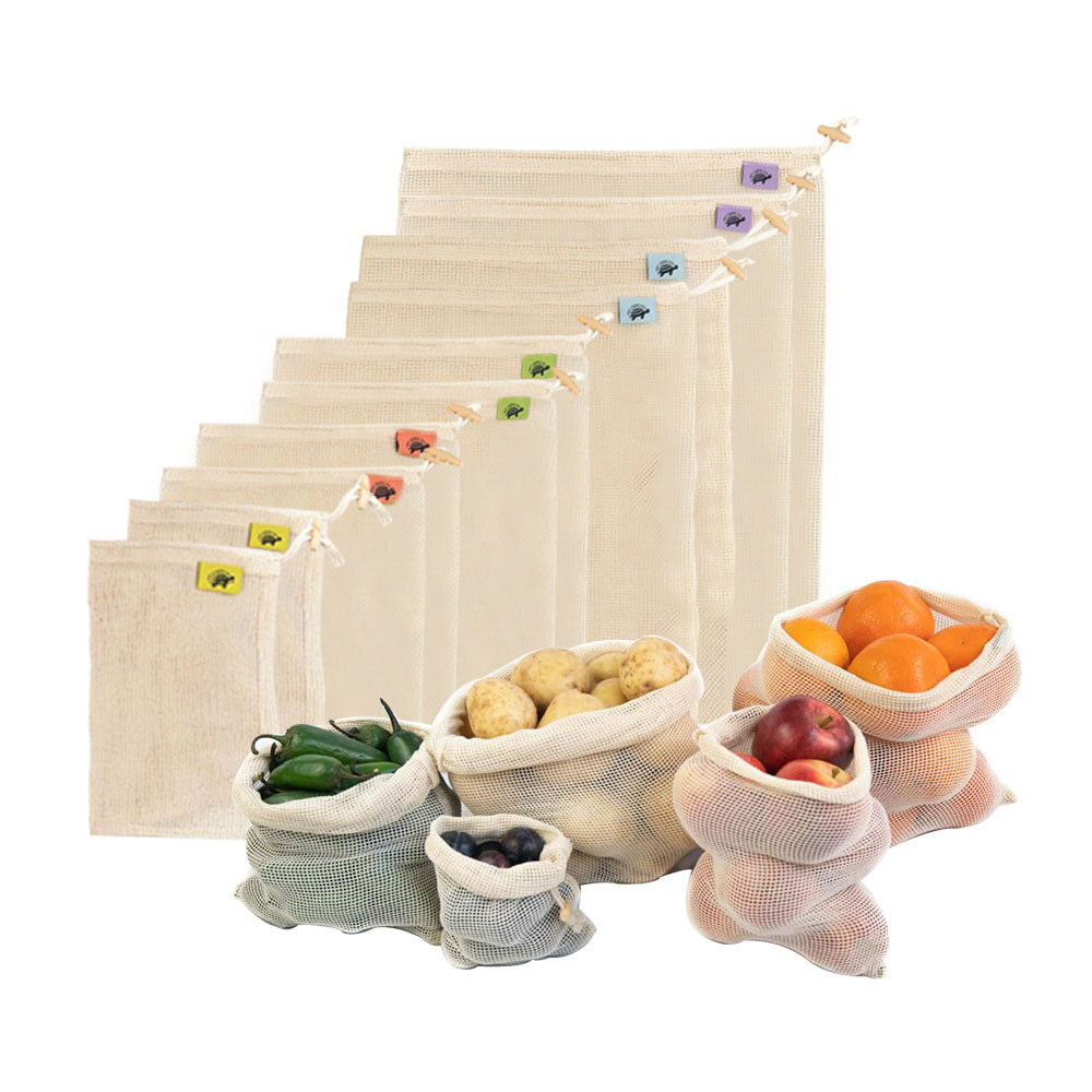 Cotton Mesh Reusable Produce Bags - 10 Pack